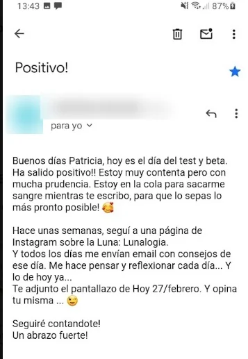 Positivo comunicado por email