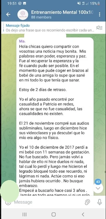 Mensaje compartido en la comunidad con datos personales ocultos