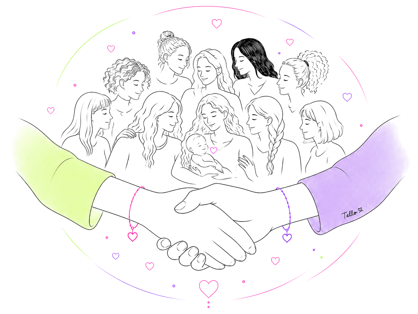 Ilustración de unión y comunidad con un bebé